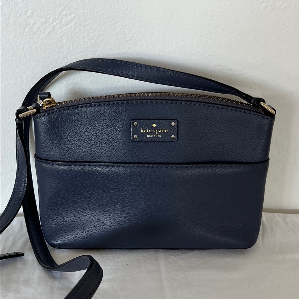 Kate Spade Midnight Blue Leather Zip-top Crossbody Bag